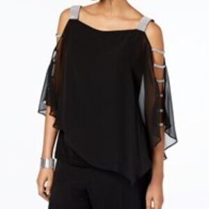 MSK Rhinestone Embellished Cold Shoulder Top Sz. 14